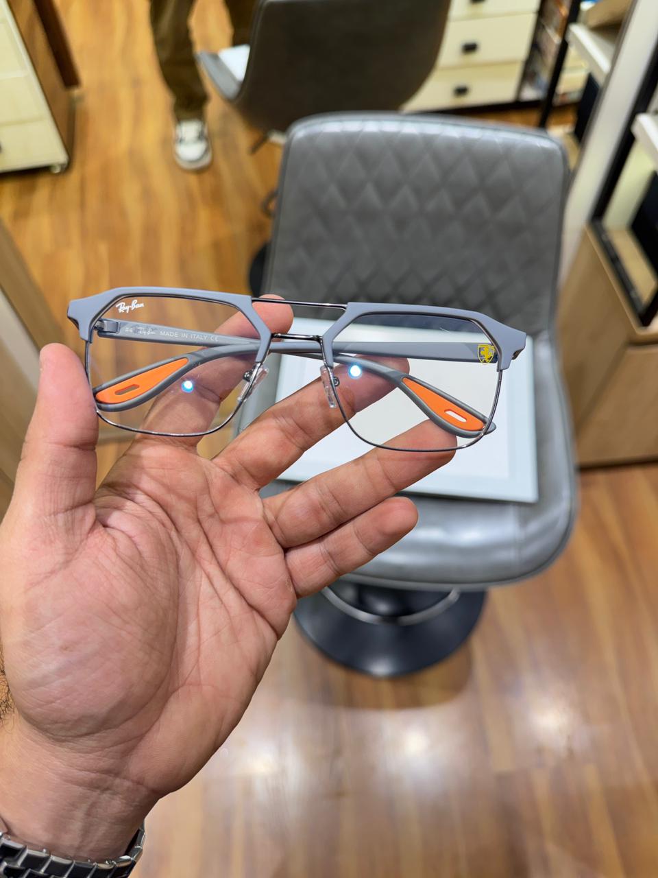 R-B Grey Full Rim Trendy Frame for men and women's ( power lens available)