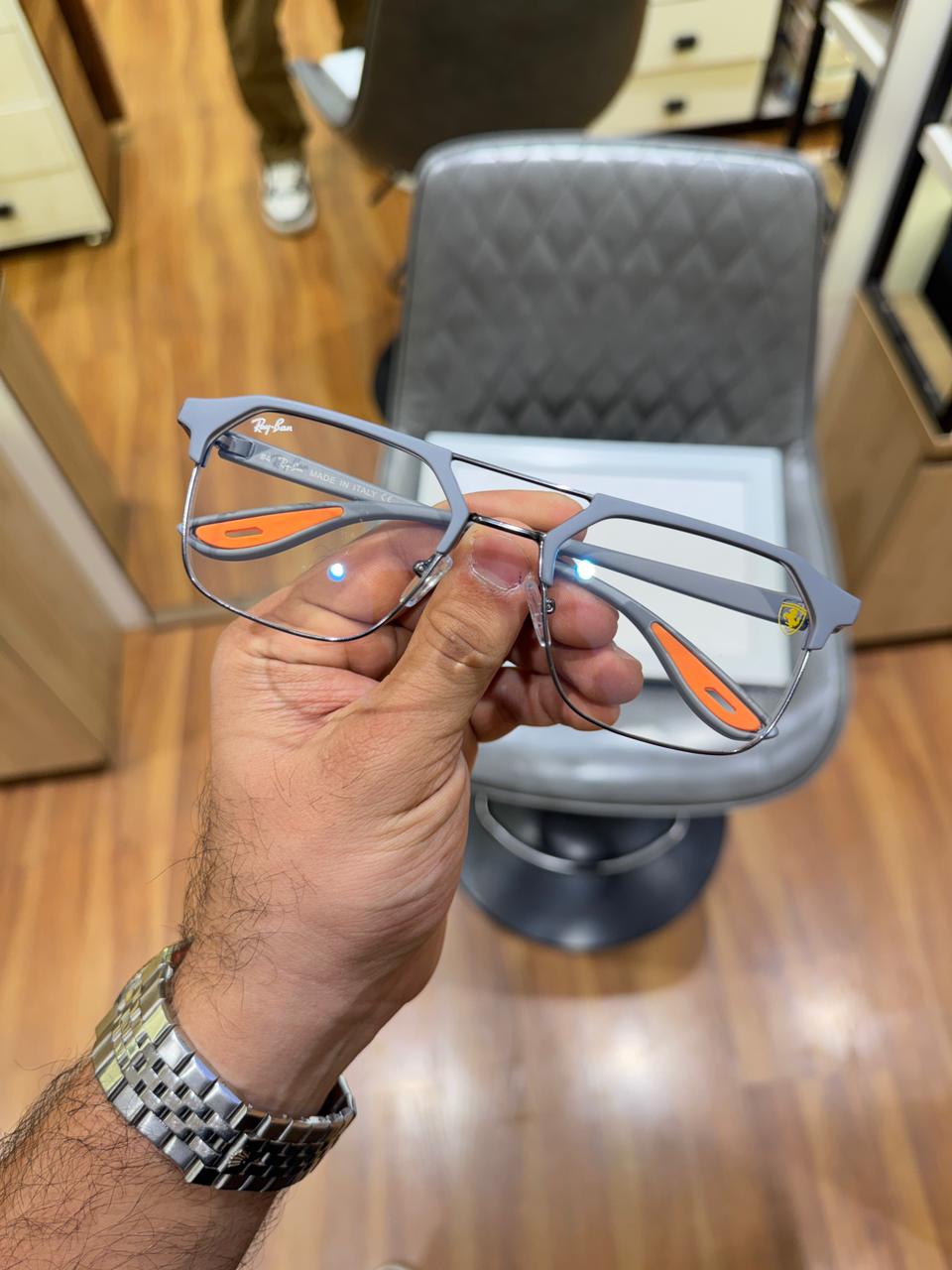 R-B Grey Full Rim Trendy Frame for men and women's ( power lens available)