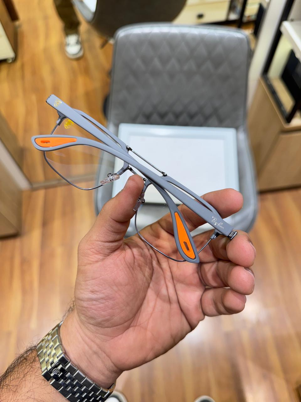 R-B Grey Full Rim Trendy Frame for men and women's ( power lens available)