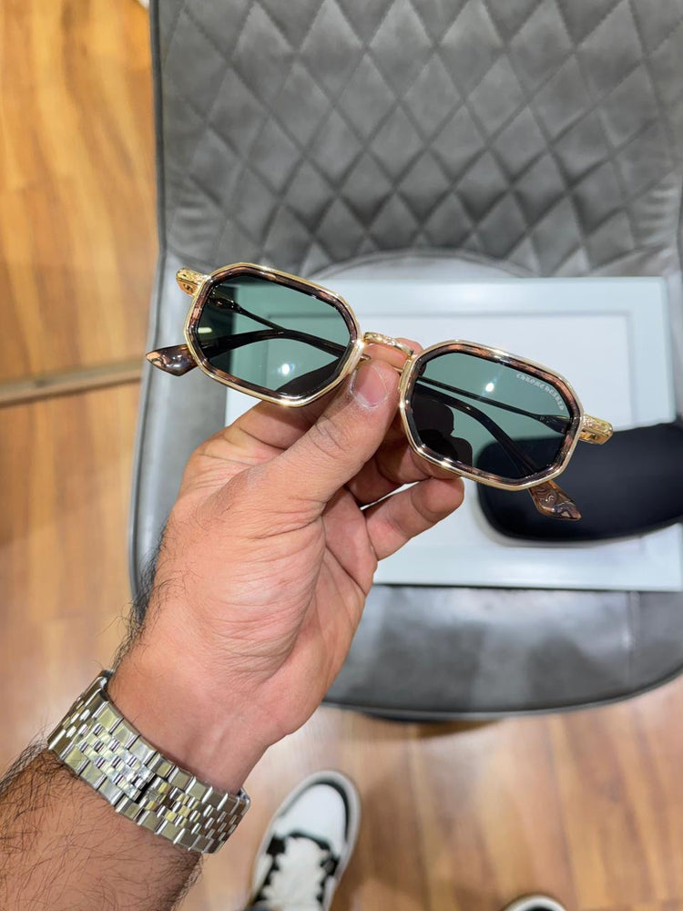 CHROME HEART 3130 GOLD GREEN UV-400 SUNGLASSES