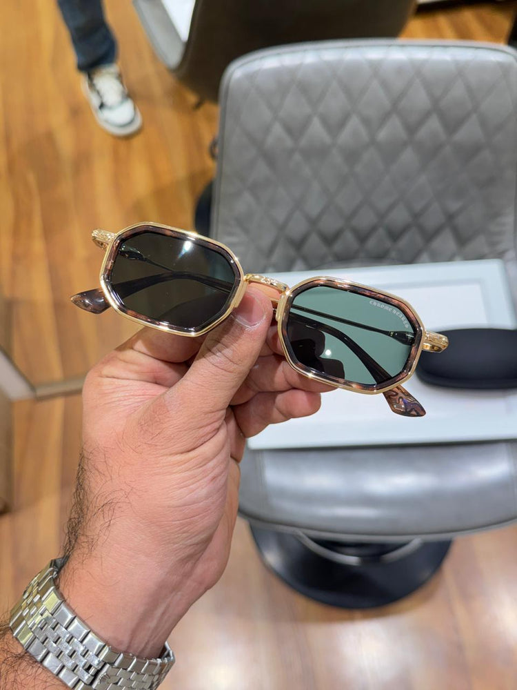CHROME HEART 3130 GOLD GREEN UV-400 SUNGLASSES